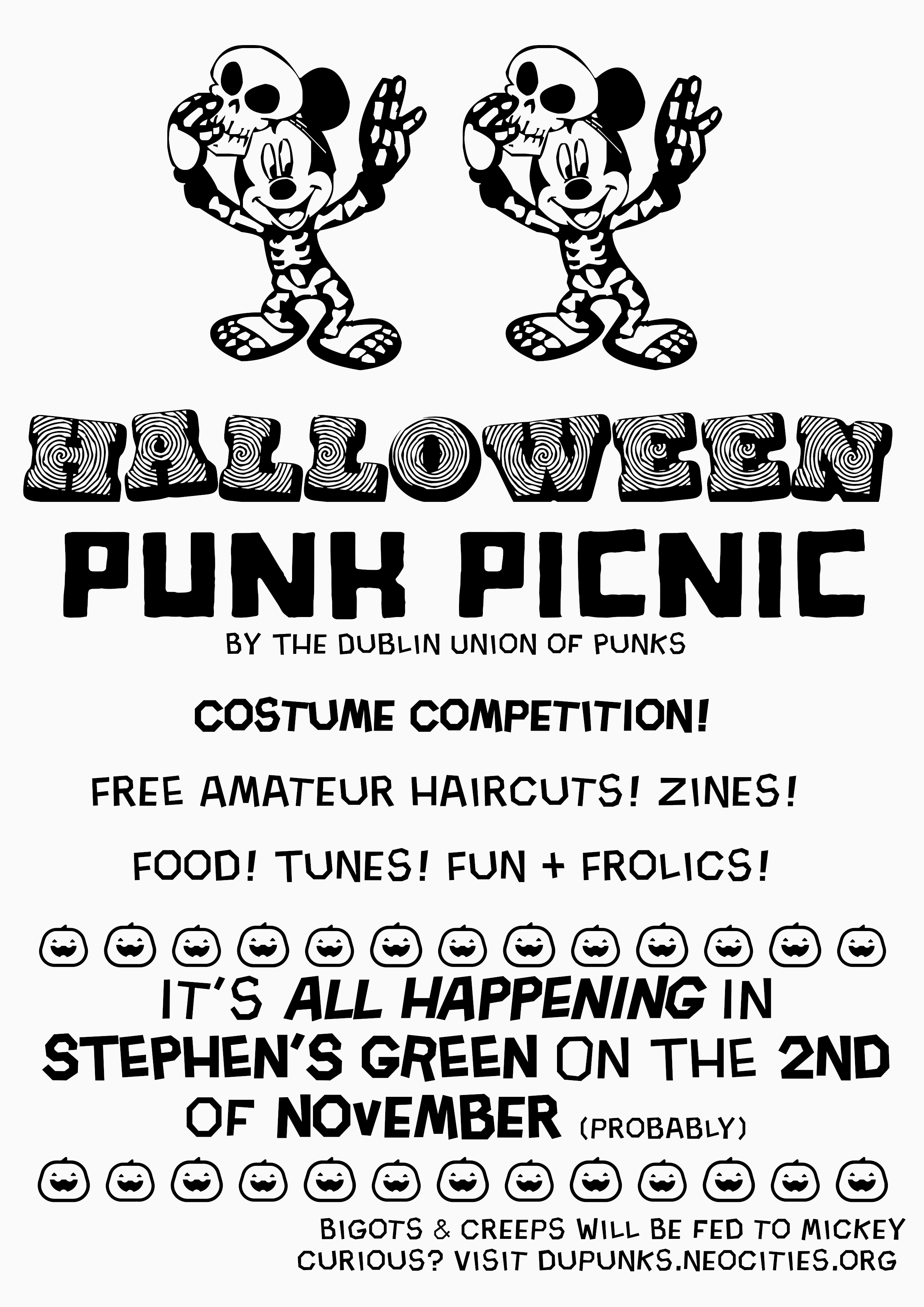 Punk Picnic Poster with skeletal mickey